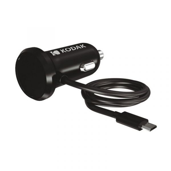 Автомобильное зарядное устройство Kodak Micro USB QC, кабель 1.2м черный